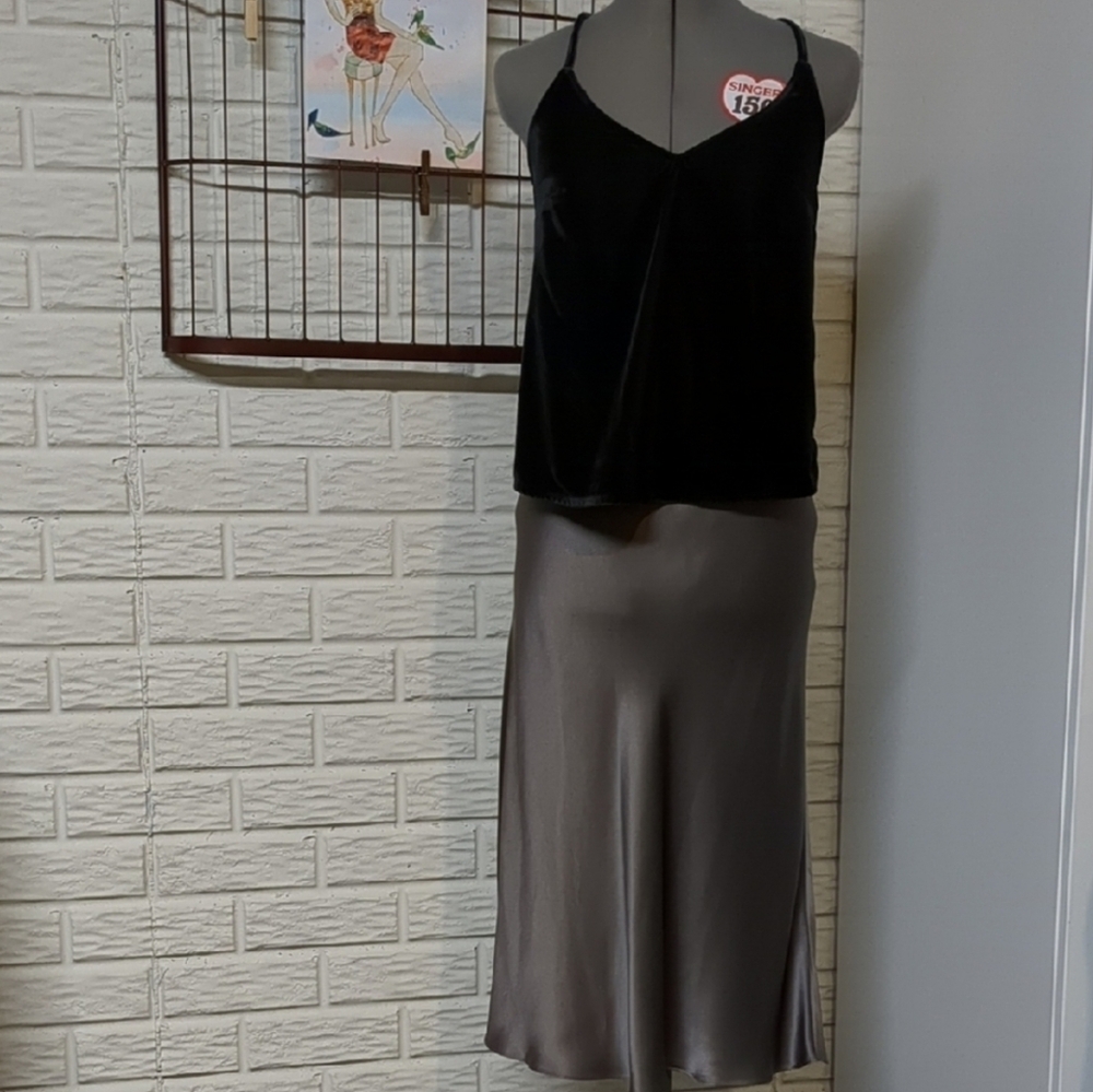 Elegant Quince Black and Gray Women's Skirt Size S